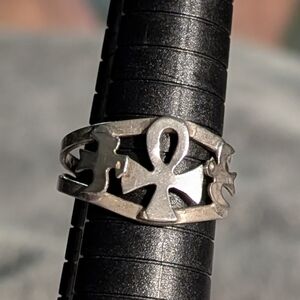 Silver Adjustable Ankh Ring